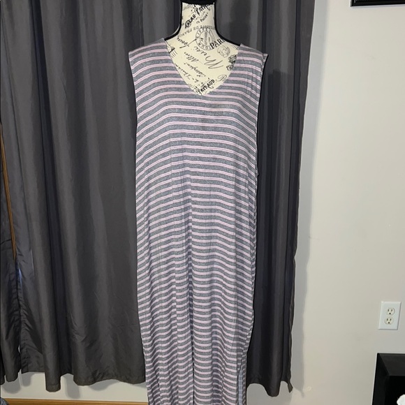 Striped Sleeveless Maxi Nightgown - Picture 1 of 4